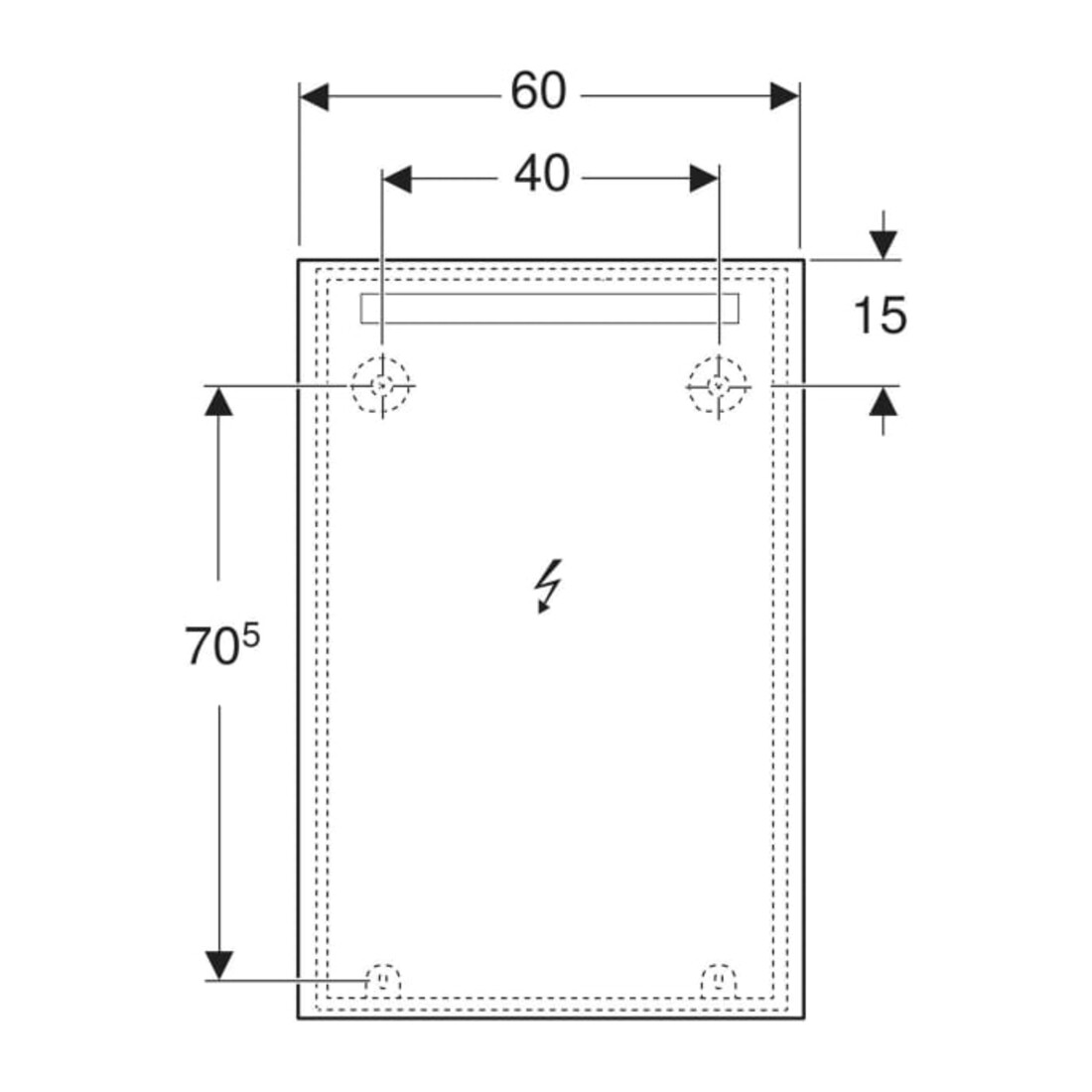 Geberit Miroir lumineux Option Basic éclairage supérieur, 60x90 cm