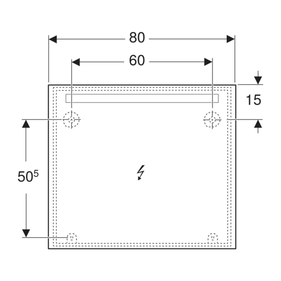 Geberit Miroir lumineux Option Basic éclairage supérieur, 80x70 cm