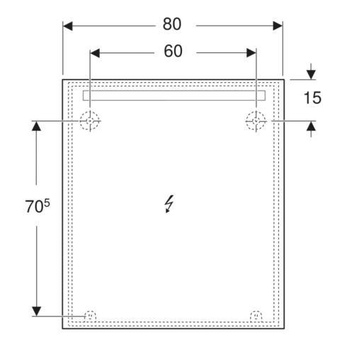 Geberit Miroir lumineux Option Basic éclairage supérieur, 80x90 cm