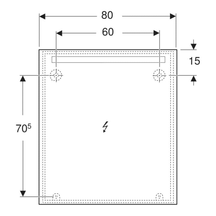 Geberit Miroir lumineux Option Basic éclairage supérieur, 80x90 cm
