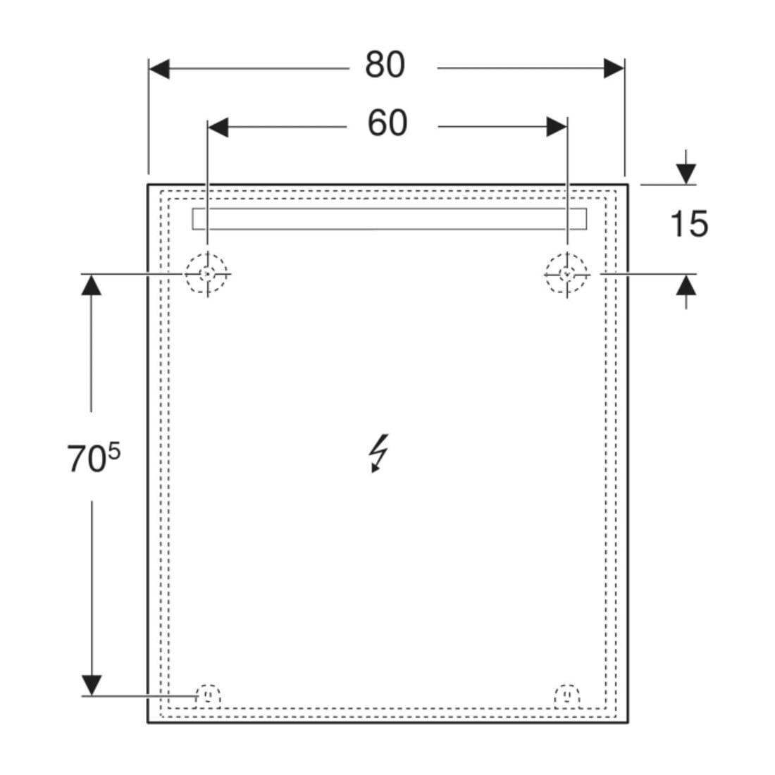 Geberit Miroir lumineux Option Basic éclairage supérieur, 80x90 cm