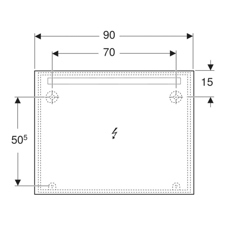 Geberit Miroir lumineux Option Basic éclairage supérieur, 90x70 cm