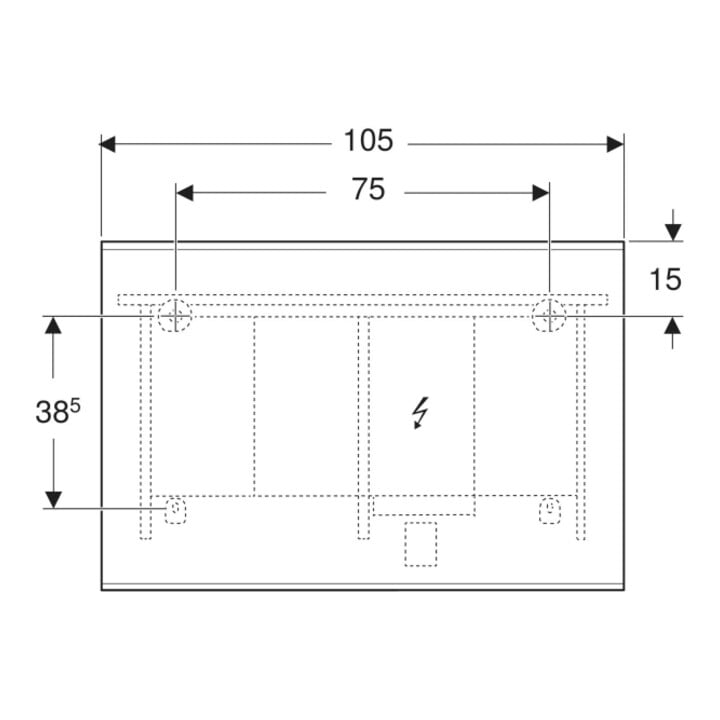 Geberit Miroir lumineux Option Plus 105x70 cm, avec éclairage direct/indirect, aluminium