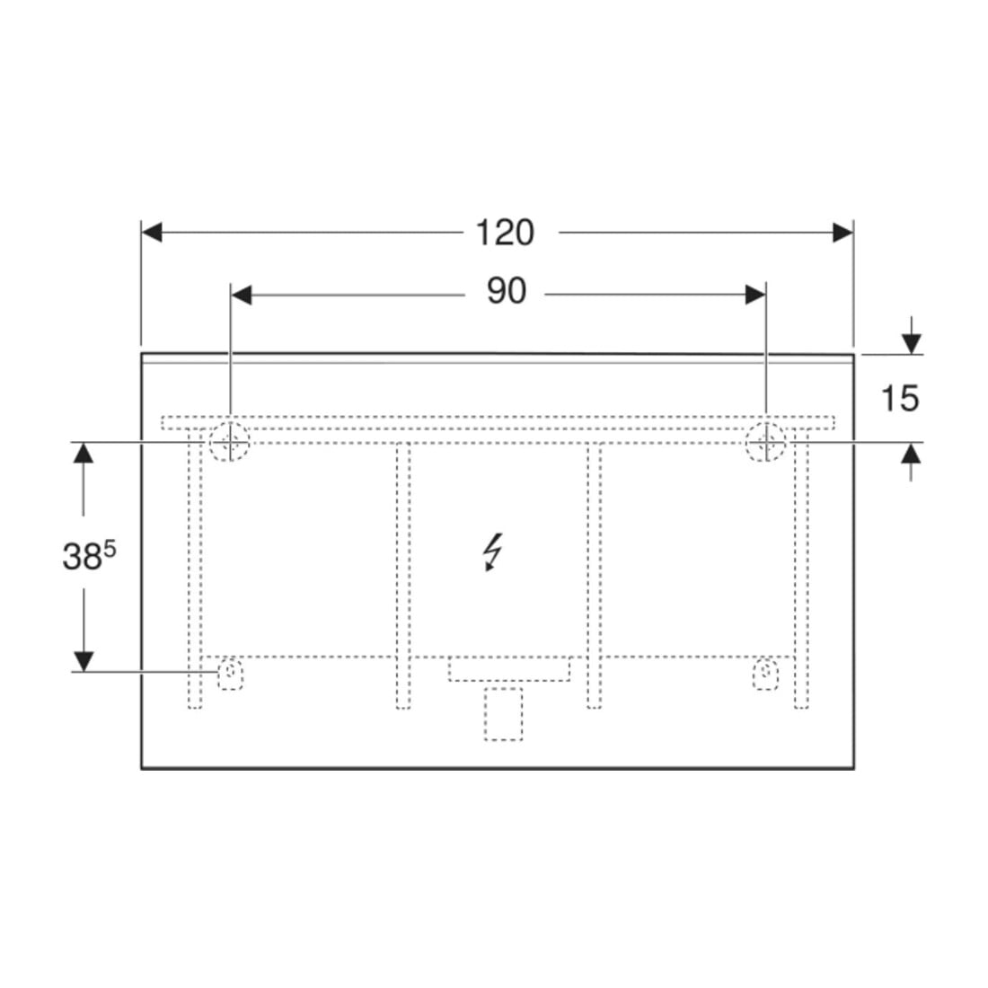 Geberit Miroir lumineux Option Plus 120x70 cm, alu anodisé, éclairage dir./ind.