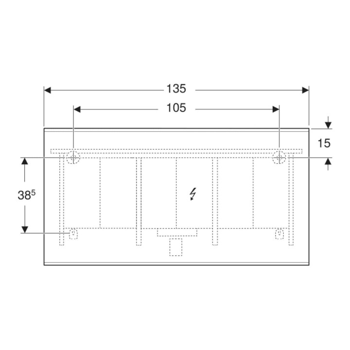 Geberit Miroir lumineux Option Plus 135x70 cm, alu anodisé, éclairage dir./ind.