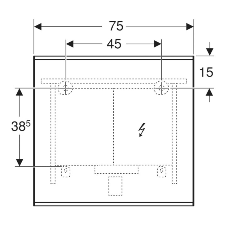 Geberit Miroir lumineux Option Plus 75x70cm, s m/Al el, éclairage dir./ind.
