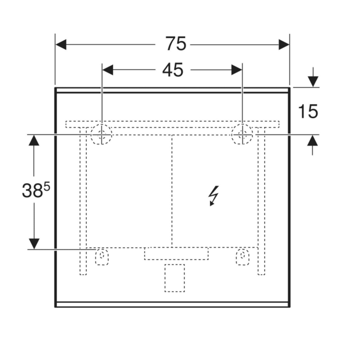 Geberit Miroir lumineux Option Plus 75x70cm, s m/Al el, éclairage dir./ind.