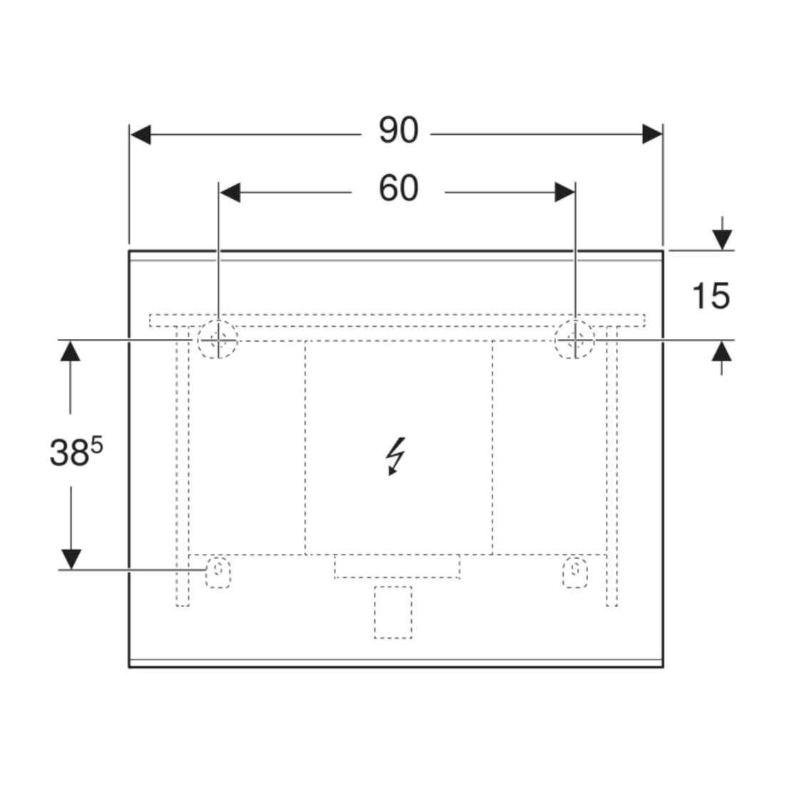 Geberit Miroir lumineux Option Plus 90x70 cm, s m/Al el, éclairage dir./ind.