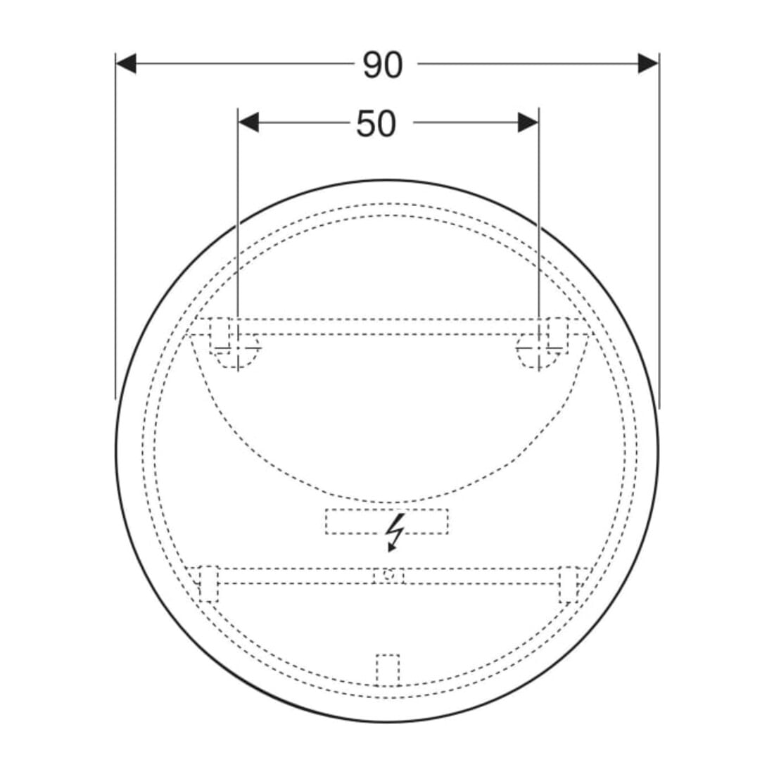 Geberit Miroir lumineux Option Round d= 90 cm, éclairage direct/indirect