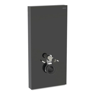 Geberit Module WC mural Monolith H 101 cm, Cuvette suspendue noire, Cadre alu chromé noir