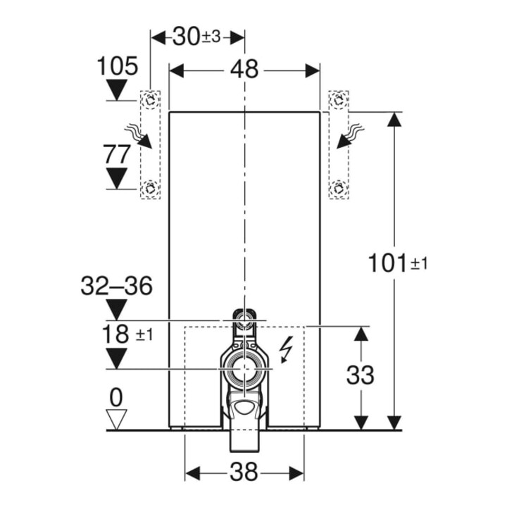 Geberit Module WC suspendu Monolith Plus H 101 cm, face pierre béton, côté alu