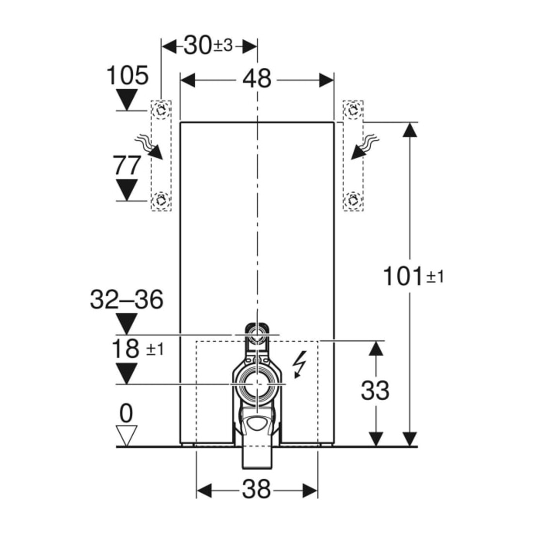 Geberit Module WC suspendu Monolith Plus H 101 cm, face pierre béton, côté alu