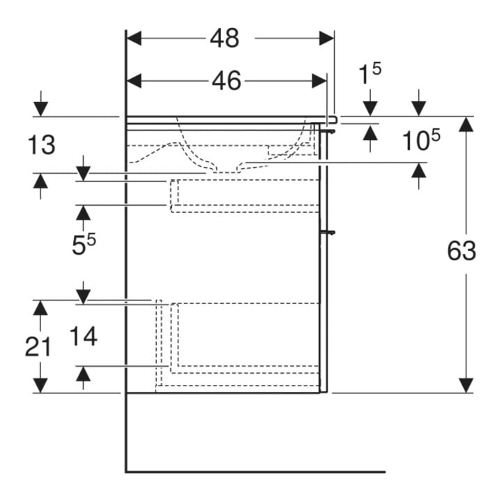 Geberit Möbel-Waschtischset iCon 120x63x48cm, w/KT, sa hochgl., Gr. sa ma