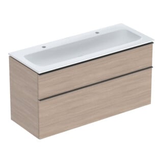 Geberit Möbel-Waschtischset iCon 120x63x48cm, we., Eiche, Griff lava matt