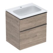 Geberit Möbel-Waschtischset iCon 60x63x48cm, we/KeraTe, nuss/Griff la. ma