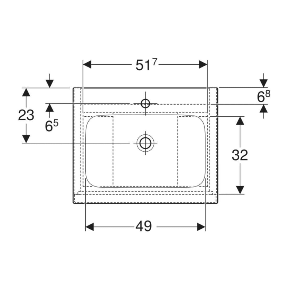 Geberit Möbel-Waschtischset iCon 60x63x48cm, we/KeraTe, nuss/Griff la. ma