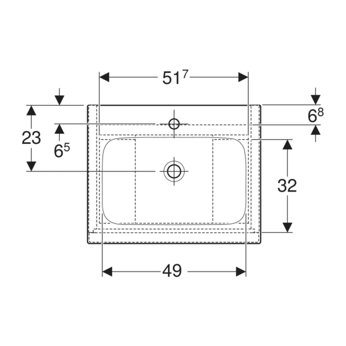 Geberit Möbel-Waschtischset iCon 60x63x48cm, weiß, Eiche, Griff lava matt