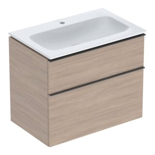 Geberit Möbel-Waschtischset iCon 75x63x48cm, weiß, Eiche, Griff lava matt
