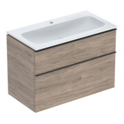 Geberit Möbel-Waschtischset iCon 90x63x48cm, we/KeraTe, nuss/Griff la. ma