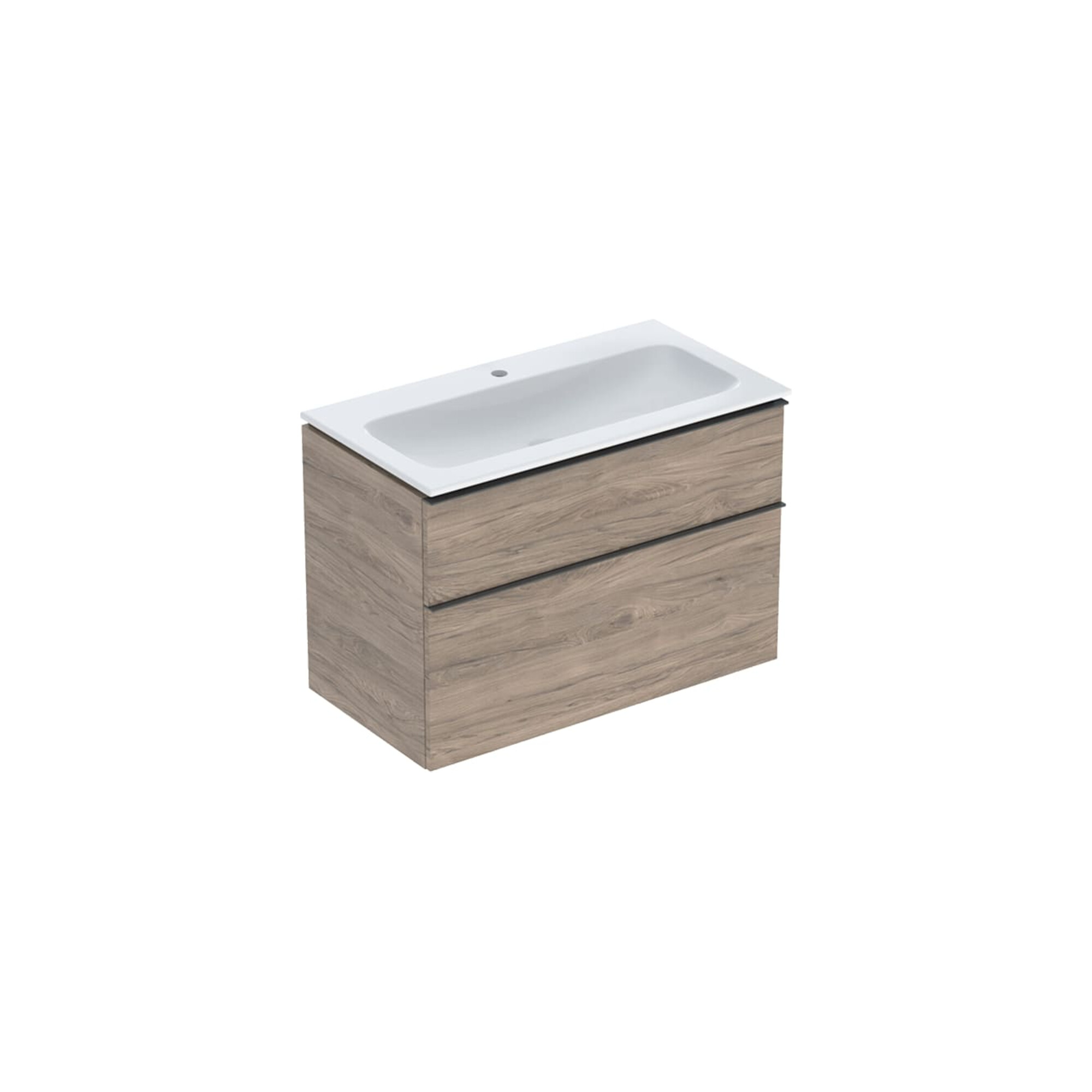 Geberit Möbel-Waschtischset iCon 90x63x48cm, we., nuss/Griff lava matt