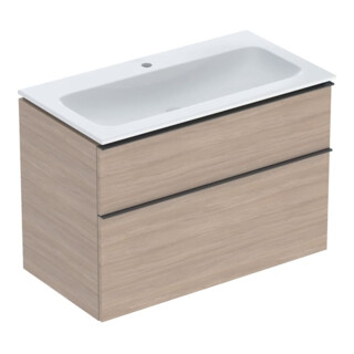 Geberit Möbel-Waschtischset iCon 90x63x48cm, weiß, Eiche, Griff lava matt