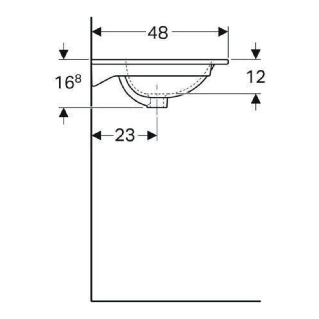Geberit Möbelwaschtisch Acanto 90x48cm, m Hahnloch, mit Überlauf, weiß