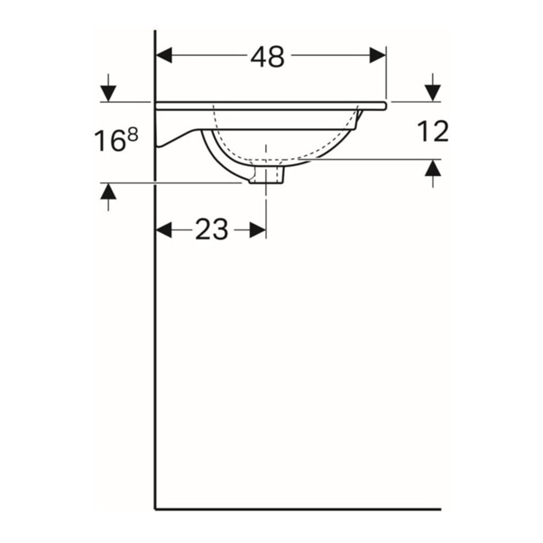 Geberit Möbelwaschtisch Acanto 90x48cm, m Hahnloch, mit Überlauf, weiß