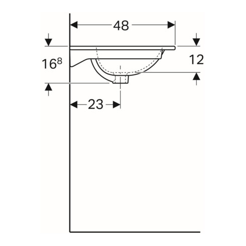 Geberit Möbelwaschtisch Acanto 90x48cm, m Hahnloch, mit Überlauf, weiß