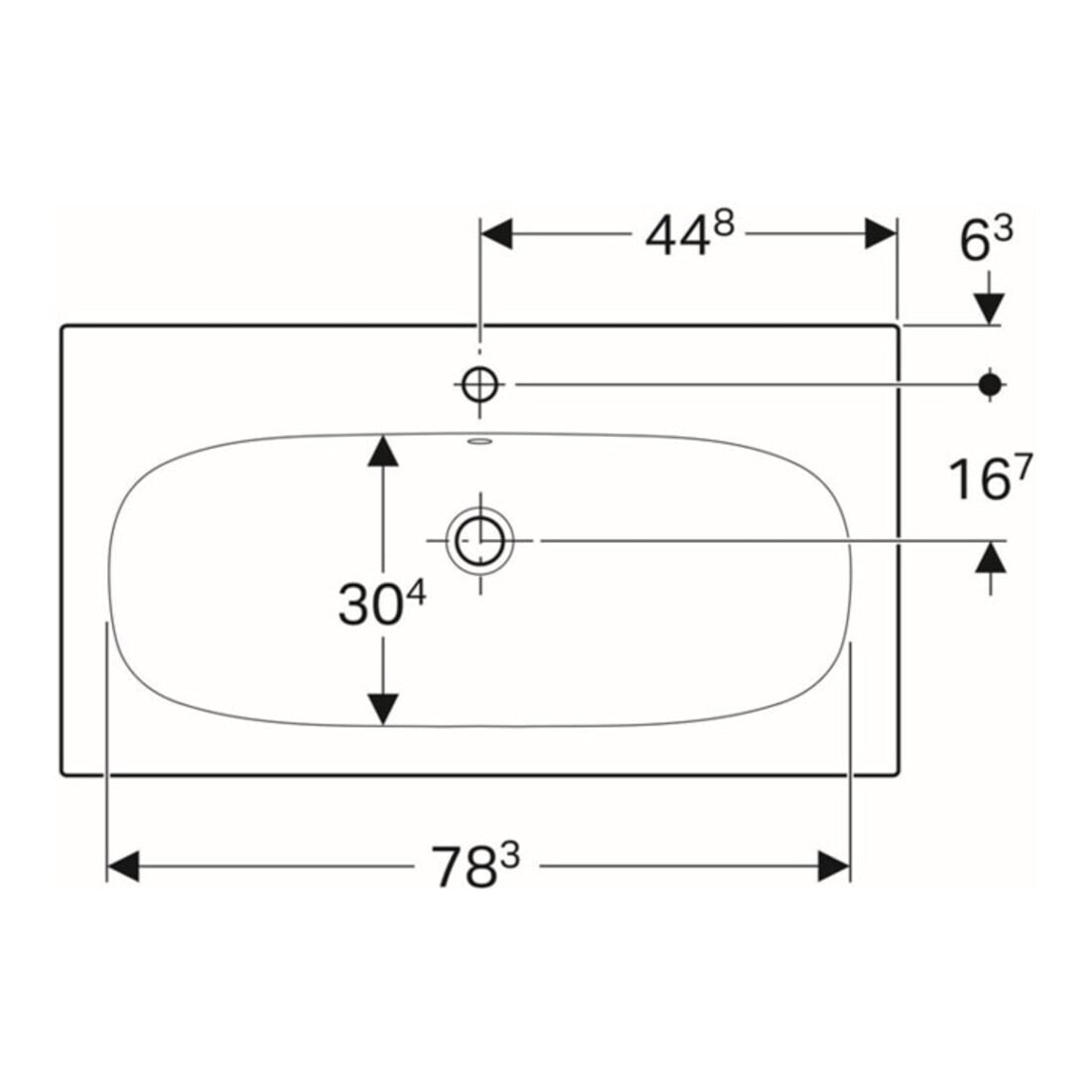 Geberit Möbelwaschtisch Acanto 90x48cm, m Hahnloch, mit Überlauf, weiß