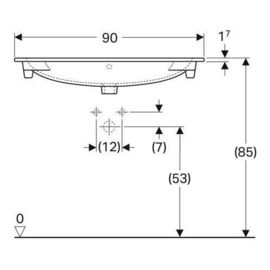 Geberit Möbelwaschtisch Acanto 90x48cm, m Hahnloch, mit Überlauf, weiß