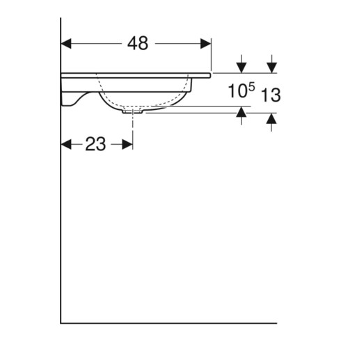 Geberit Möbelwaschtisch iCon 75x48cm, Hahnl. mit., o. Überlauf, weiß