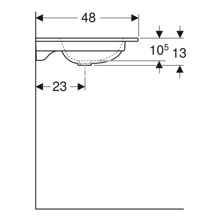 Geberit Möbelwaschtisch iCon 90x48cm, Hahnl. mit., o. ÜL, we/KeraTe