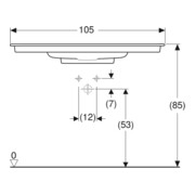 Geberit Möbelwaschtisch One 105cm, HL mit., o. ÜL, we. K-Tect/Bl we.-5