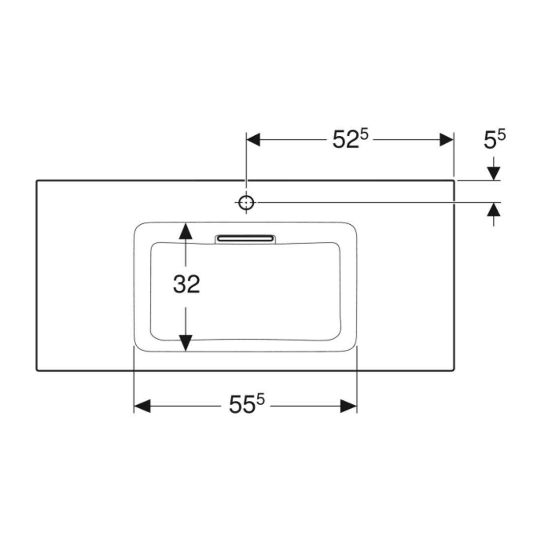 Geberit Möbelwaschtisch One 105cm, HL mit., o. ÜL, we. K-Tect/Bl we.