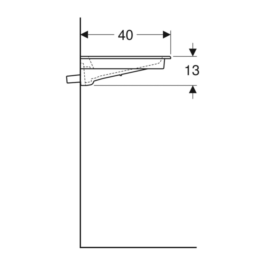 Geberit Möbelwaschtisch One 105x40cm, o HL, Ü vd, w K-Tect/Bl we. gl
