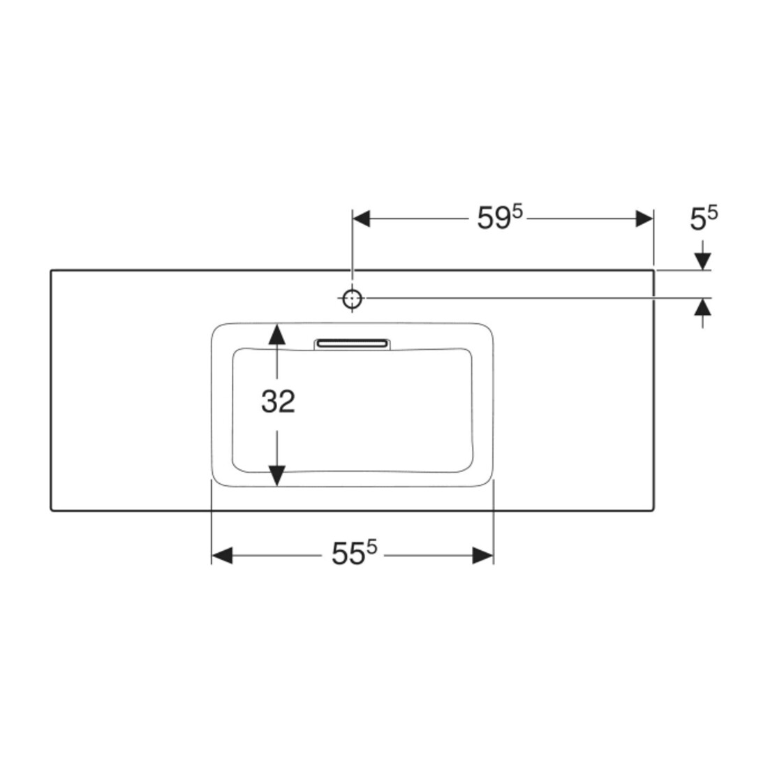 Geberit Möbelwaschtisch One 120cm, HL mit., o. ÜL, we. K-Tect/Bl we.