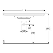 Geberit Möbelwaschtisch One 120cm, HL mit., o. ÜL, we. K-Tect/Bl we.-5