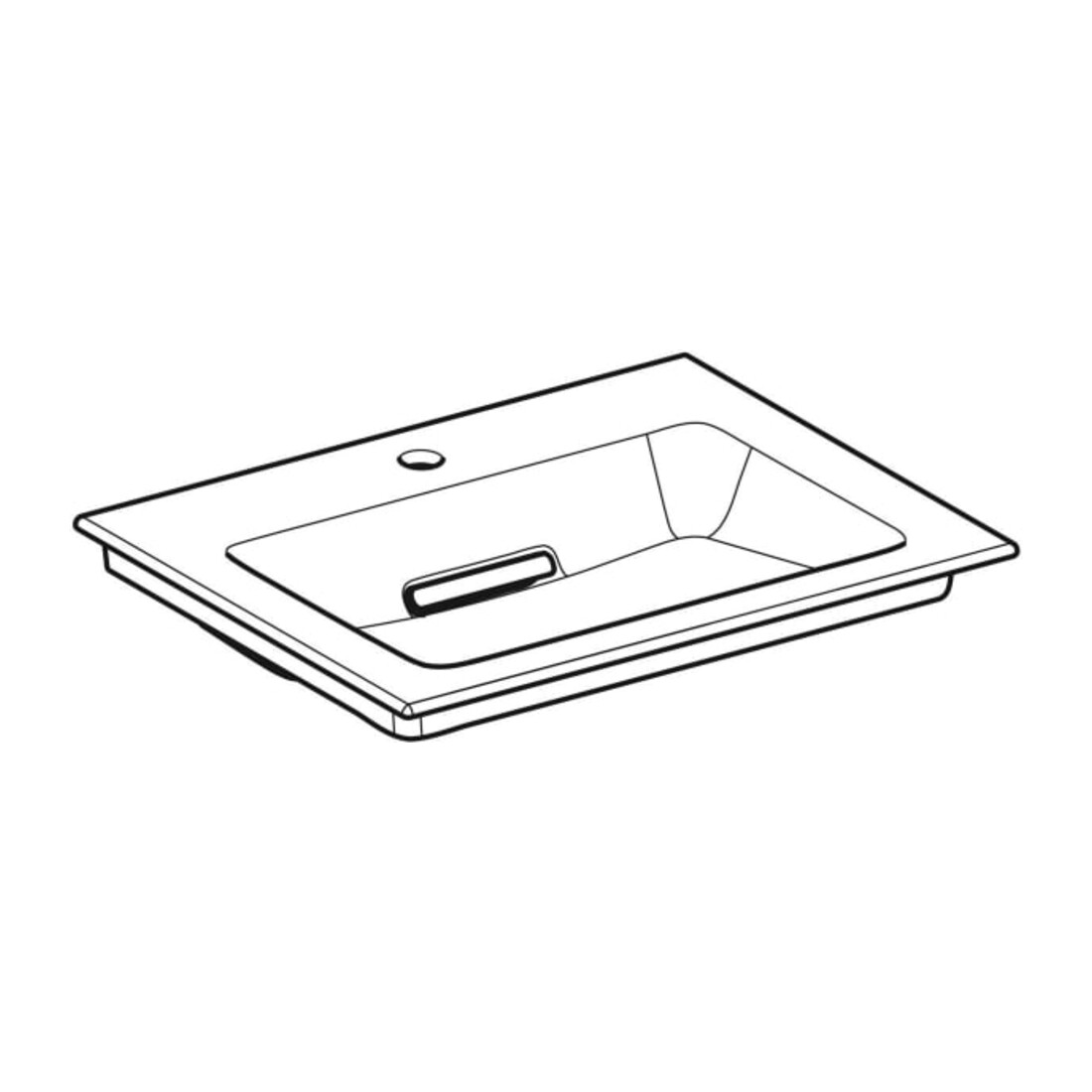Geberit Möbelwaschtisch One 60cm, HL mit., o. ÜL, we. K-Tect/Bl we.