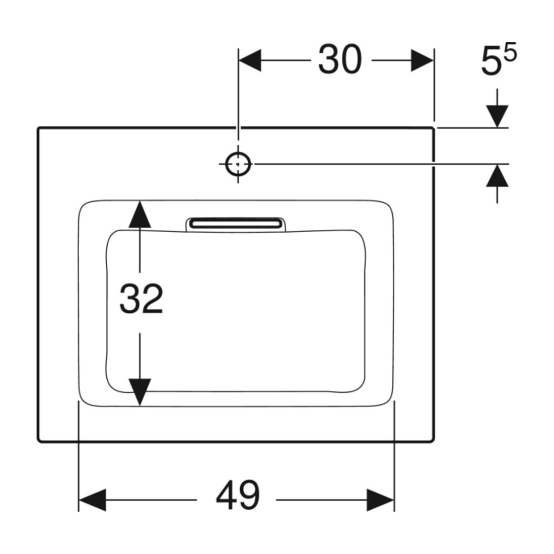 Geberit Möbelwaschtisch One 60cm, HL mit., o. ÜL, we. K-Tect/Bl we.