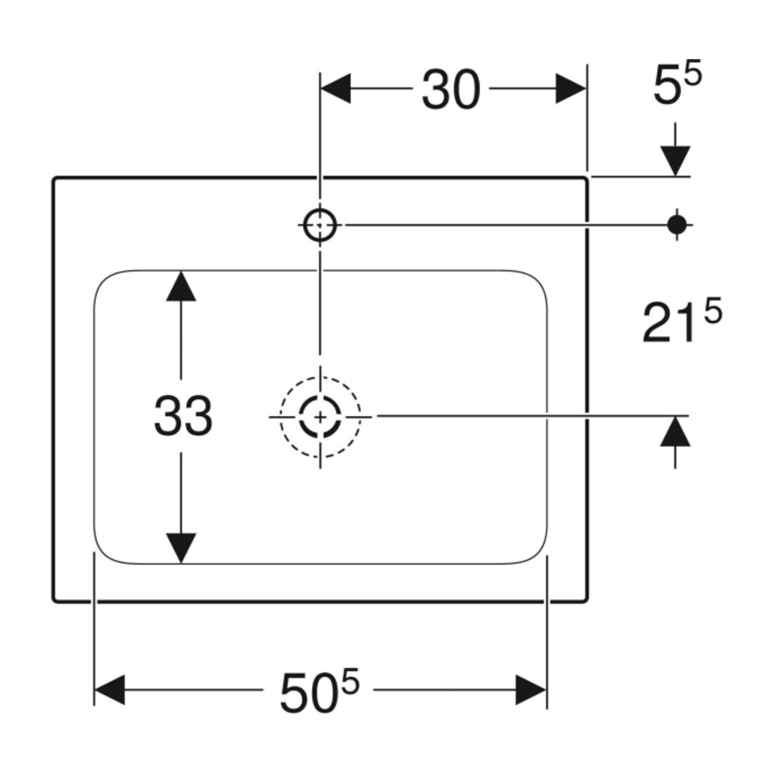 Geberit Möbelwaschtisch One 60x48cm, Hahnl. mit., o. ÜL, we. K-Tect