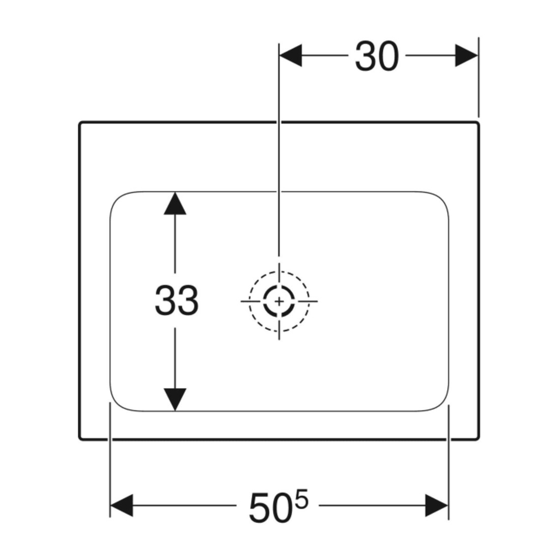 Geberit Möbelwaschtisch One 60x48cm, o. Hahnl. + ÜL, weiß KeraTect