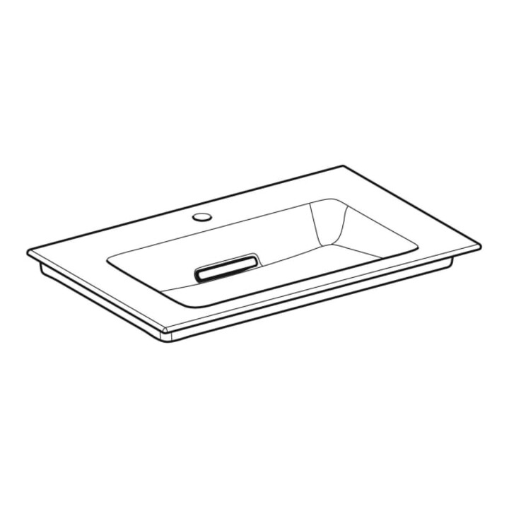 Geberit Möbelwaschtisch One 75cm, HL mit., o. ÜL, we. K-Tect/Bl we.