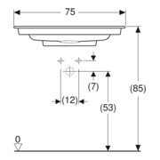 Geberit Möbelwaschtisch One 75cm, HL mit., o. ÜL, we. K-Tect/Bl we.-5