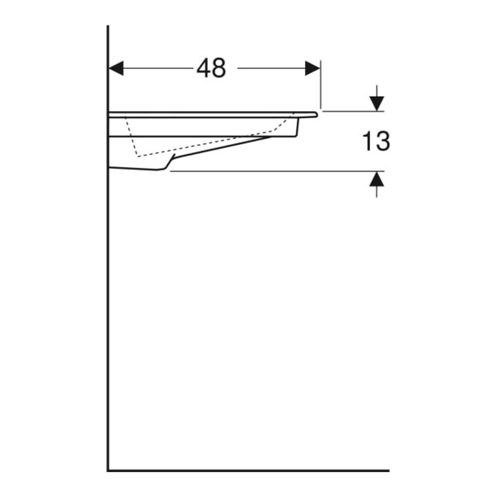 Geberit Möbelwaschtisch One 75cm, HL mit., o. ÜL, we. K-Tect/Bl we.