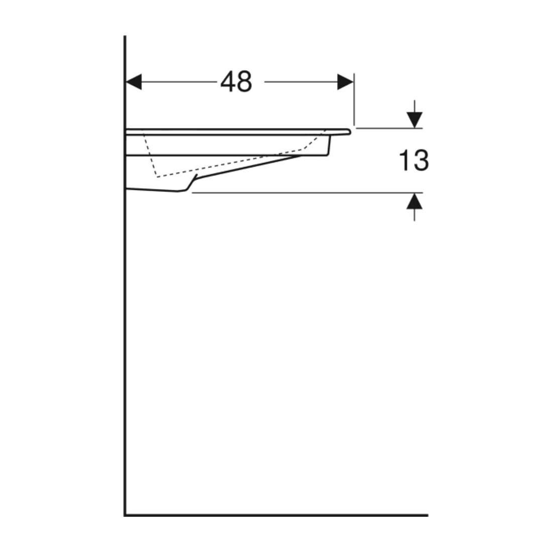Geberit Möbelwaschtisch One 75cm, HL mit., o. ÜL, we. K-Tect/Bl we.