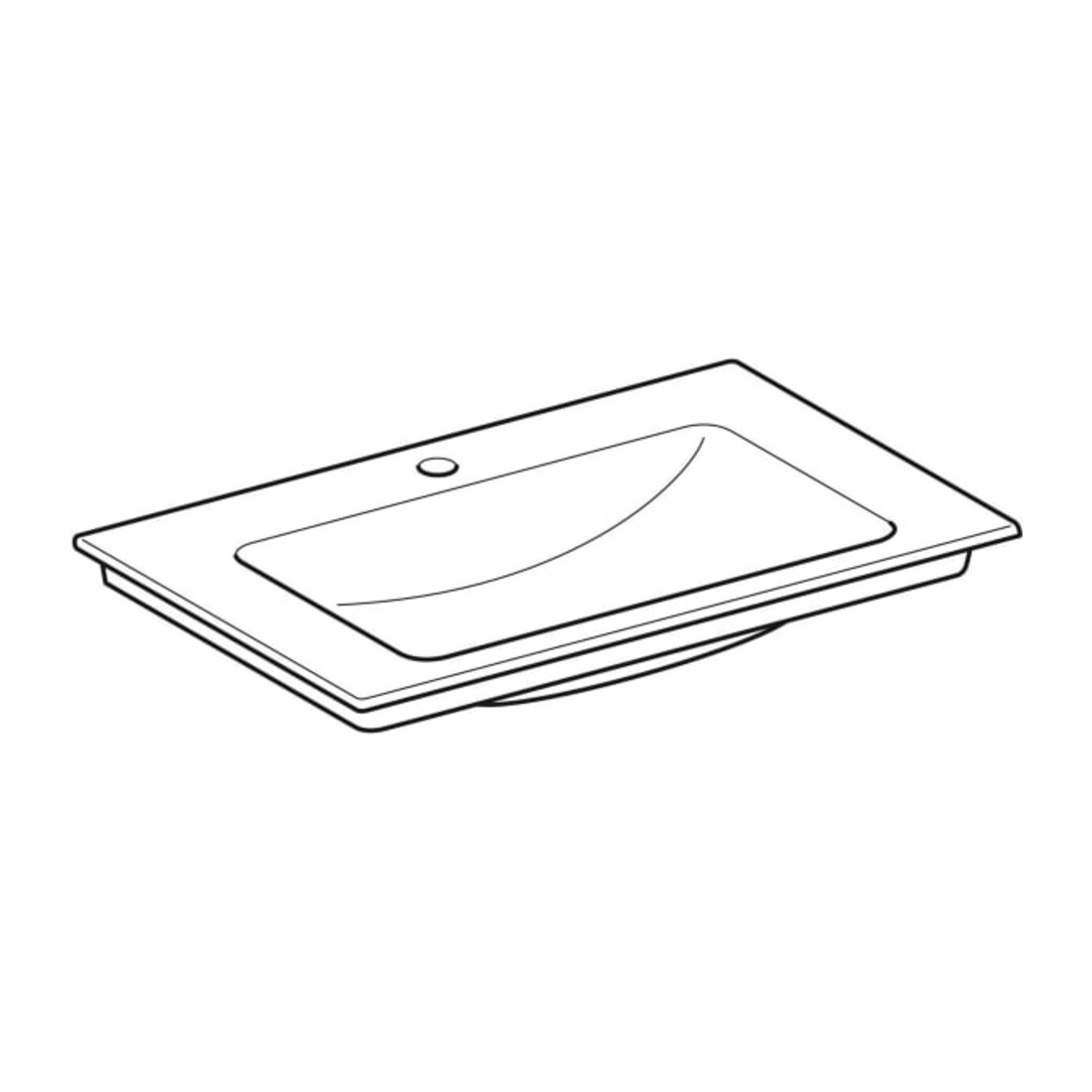 Geberit Möbelwaschtisch One 75x48cm, Hahnl. mit., o. ÜL, we. K-Tect