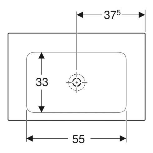 Geberit Möbelwaschtisch One 75x48cm, o. Hahnl. + ÜL, weiß KeraTect