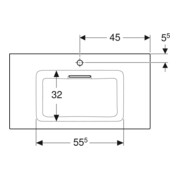 Geberit Möbelwaschtisch One 90cm, HL mit., o. ÜL, we. K-Tect/Bl we.-4
