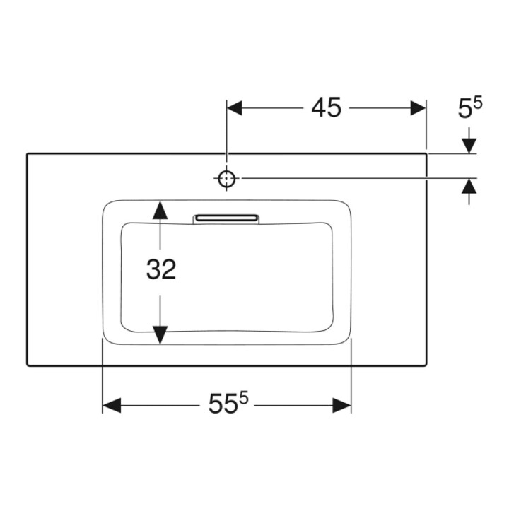 Geberit Möbelwaschtisch One 90cm, HL mit., o. ÜL, we. K-Tect/Bl we.