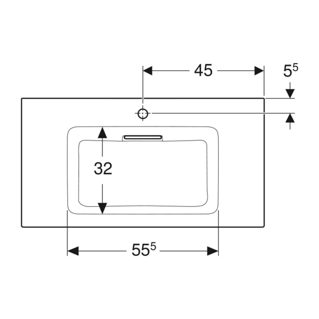 Geberit Möbelwaschtisch One 90cm, HL mit., o. ÜL, we. K-Tect/Bl we.